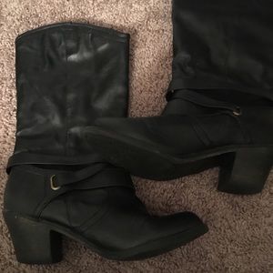 Black calf height heels